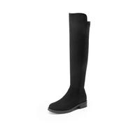 DREAM PAIRS Klassische Damen Overknee Stiefel mit spitzer Zehenpartie und niedrigem Blockabsatz,Size 39,Schwarz-Wildleder,SDOB2409W