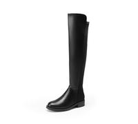 DREAM PAIRS Klassische Damen Overknee Stiefel mit spitzer Zehenpartie und niedrigem Blockabsatz,Size 39,Schwarz-Pu,SDOB2409W