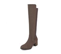 DREAM PAIRS Klassische kniehohe Damenstiefel mit spitzer Zehenpartie, seitlichem Reißverschluss und Blockabsatz.,Size 38,Khaki,JENNIFER-3