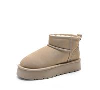 DREAM PAIRS Klassische Schneestiefel für Damen, Stiefeletten Winterstiefel Innensohle Leichte Anti-Rutsch Laufsohle mit Plateausohle,Size 41.5,Sand,DWUMSB2501