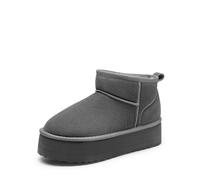 DREAM PAIRS Klassische Schneestiefel für Damen, Stiefeletten Winterstiefel mit Memory Foam Innensohle Leichte Anti-Rutsch Laufsohle FuzzyClassic Mini-Stiefel mit Plateausohle,Size 37,Grau,SDSB2427W