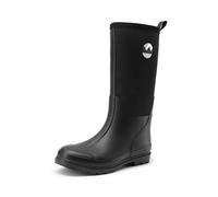 DREAM PAIRS Kniehohe Damen Gummistiefel mit Gespleißter Schuhspitze, elastischer Schaftumfang für eine bessere Passform am Bein Regenschuhe,Size 38,Schwarz,DWEMRB2506