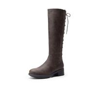 DREAM PAIRS Kniehohe Damenstiefel mit seitlichem Reißverschluss und Schnürung hinten,Size 39,Braun-Nubuck,SDKB2423W