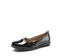 DREAM PAIRS Ladies Classic Ballerinas Damen Bequeme Flache Schuhe mit Kreuzriemenbesatz Aktualisierte Fassung SCHWARZ-PAT 36 (EUR) SDFA2361W-NEW-E