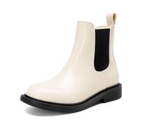 DREAM PAIRS Mädchen Jungen Stiefel mit mittlerer Wade Stiefeletten Kinder Chelsea Boots Herbststiefel Fashion Reißverschluss Gummistiefel,Size 30,Weiss/Schwarz,KKUMAB2501