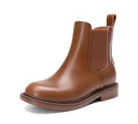 DREAM PAIRS Mädchen Jungen Stiefel mit mittlerer Wade Stiefeletten Kinder Chelsea Boots Herbststiefel Fashion Reißverschluss Gummistiefel,Size 30,Bräunen,KKUMAB2501