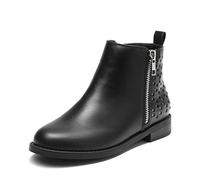 DREAM PAIRS Mädchen Jungen Stiefeletten mit seitlichem Reißverschluss und niedrigen Stylische Halbhohe Herbststiefel,Size 33.5,Schwarz/Pu,SDBO2221K