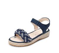 DREAM PAIRS Mädchen Keilsandalen Kindersandalen Sommer Scthmetterling mit Verstellbarer Knöchel und Strassverzierter geflochtener Riemen,Size 32,Marine,SDSD2303K-E
