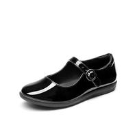 DREAM PAIRS Mädchen Mary Jane Ballerina Flache Schuhe Elegante Schulschuh Preppy-Stil,Size 38.5,Schwarz/Lack/Pu,KFL217
