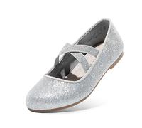 DREAM PAIRS Mädchen Mary Jane Strap Flache Schuhe Ballerinas Prinzessin Schuhe Flache Schulschuhe ANGIE-2-NEW-E NEU Silber-New 35 (EUR)