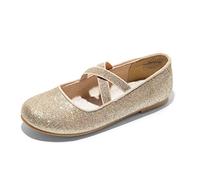 DREAM PAIRS Mädchen Mary Jane Strap Flache Schuhe Ballerinas Prinzessin Schuhe Flache Schulschuhe Gold 30 Angie-2