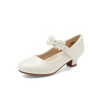 DREAM PAIRS Mädchen Mary Jane Strap Flache Schuhe Ballerinas Prinzessin Schuhe Flache Schulschuhe,Size 35,Elfenbein,SDFL2317K