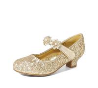 DREAM PAIRS Mädchen Mary Jane Strap Flache Schuhe Ballerinas Prinzessin Schuhe Flache Schulschuhe,Size 33.5,Gold-Glitzer,SDFL2317K