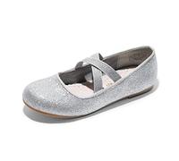 DREAM PAIRS Mädchen Mary Jane Strap Flache Schuhe Ballerinas Prinzessin Schuhe Flache Schulschuhe,Size 24,Silber,Angie-2