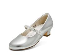 DREAM PAIRS Mädchen Mary Jane Strap Flache Schuhe Ballerinas Prinzessin Schuhe Flache Schulschuhe,Size 31,Silber,SDFL2403K