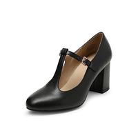DREAM PAIRS Mary Jane Pumps mit T-Riemen, Hochzeitsschuhe für Damen,Size 43,Schwarz/Pu,DPU211