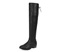 DREAM PAIRS Overknee-Oberschenkelhohe Stiefel für Damen mit bequemer Blockabsatz, spitzer Zehenbereich kniehohe damen stiefel winter herbst,Size 36,Schwarz/Pu,LEI