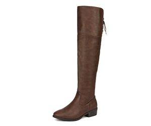 DREAM PAIRS Overknee-Oberschenkelhohe Stiefel für Damen mit bequemer Blockabsatz, spitzer Zehenbereich Kniehohe Damen Stiefel Winter Herbst,Size 35,Braun,LEI