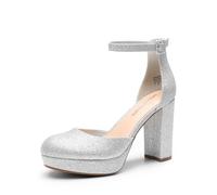 DREAM PAIRS Plateau High Heels Pumps | Chunky Blockabsatz Knöchelriemchen Elegante Party Brautschuhe Hochzeitsschuhe für Damen