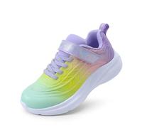 DREAM PAIRS Turnschuhe Kinder Sportschuhe Mädchen Jungen Sneaker Atmungsaktiv Laufschuhe Outdoor Klettverschluss,Size 37.5,Grün/Gelb/Lila,SDRS2411K