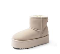 DREAM PAIRS Wildleder Klassische Plattformstiefel für Damen Wasserabweisende Winterstiefel Schneestiefel Gedächtnisschaum rutschfest FuzzyClassic,Size 41.5,Sand,SDSB2428W