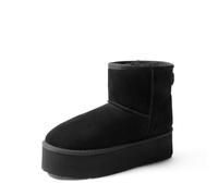 DREAM PAIRS Wildleder Klassische Plattformstiefel für Damen Wasserabweisende Winterstiefel Schneestiefel Gedächtnisschaum rutschfest FuzzyClassic,Size 39,Schwarz,SDSB2428W