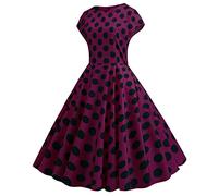 Dream Room Damen Elegant Kleider Abendkleid 1950er Vintage Kleid Kurzarm Petticoat Kleider