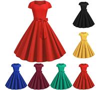 Dream Room Damen Elegant Kleider Abendkleid 1950er Vintage Polka Dots Pinup Retro Rockabilly Kleid Cocktailkleider