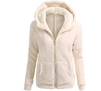 Dream Room Wolljacke Damen Dicke Warm Winterjacke Langarm Winter Winter Große Größen Damen Vintage Hoodie Sweatshirt,Beige,M