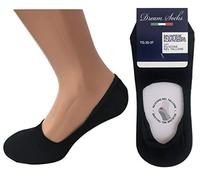 DREAM SOCKS 6 Paar unsichtbare niedrige Socken für Damen Herren mit Silikon in der Ferse für Sneaker, Mokassins, atmungsaktive Socken in Stretch-Lisle, schwarz weiß beige (6 Paare schwarz, 38-40)