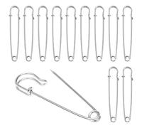 Dreamil 15 Stück Sicherheitsnadeln 10cm Extragroße Sicherheitsnadeln Aus rostfreiem Stahl Robuste Sicherheitsnadel für Handwerk, Nähen, Bekleidung, Leder, Leinwand, Decken, Handwerk, (Silber)