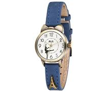 DREAMING Q&P Damen Analog Quarz Uhr mit Blau Echtleder Armband Balletttänzer Design MW234U