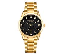 DREAMING Q&P Gold Analog Quarz Herren Uhr mit Edelstahl Armband 3ATM Wasserdicht 003