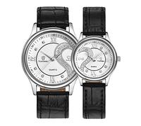 DREAMING Q&P Romantische Valentinstags-Armbanduhren für Sie und Ihn, für Paare, Männer, Frauen, ultradünnes Leder, 2 Stück, weiß, Romantisch