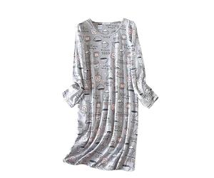 Dreamskull Nightdress for Ladies Women Long Sleeve Nightie Loose Nightshirt Cartoon Stely Nightgowns Home T-Shirt Dress for Spring