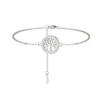 Dreamtimes Baum des Lebens Armband für Frauen Stammbaum Armband Seil Armband Handmade geflochtene Seil verstellbare Armband Delicate Schmuck (Silber)