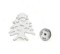 Dreamtimes Brosche Zeder des Libanon Anstecknadel aus Edelstahl mit dem Ewigen Baum des Lebens für Damen und Herren Symbol für Stärke und Widerstandsfähigkeit Ansteckplakette für Taschen (Silber)