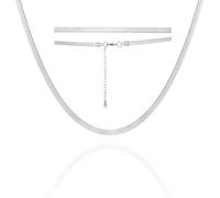 Dreamtimes Herringbone Flache Schlange Magische Kette Halskette Vintage Shiny Chain für Männer und Frauen Herringbone Halskette Zierliche einfache Halskette Choker Halsketten (Silber-4MM-40CM)