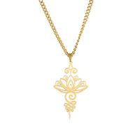 Dreamtimes Lotus Blume Anhänger Halskette für Frauen Yoga Heilung Charms Unalome Symbol Amulett Edelstahl-Schmuck Lotus Blume Halskette Buddha Yoga Halskette (Gold)