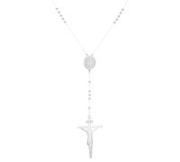 Dreamtimes Rosenkranz Perlen Katholische Halskette Jungfrau Maria/St. Christopher Halskette Gebetsrosenkränze mit Jesus Kreuz Edelstahl Gebetsrosenkranz Halsketten für Frauen