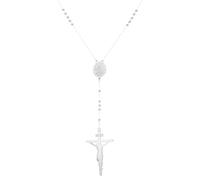 Dreamtimes Rosenkranz Perlen Katholische Halskette Jungfrau Maria/St. Christopher Halskette Gebetsrosenkränze mit Jesus Kreuz Edelstahl Gebetsrosenkranz Halsketten für Frauen