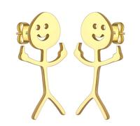 Dreamtimes Smiley Gesicht Figur Zeichensprache Ohrringe für Frauen Männer Edelstahl Finger Stickman Trend Paar Punky und schrullig Ohrringe (Gold)