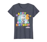 DreamWorks Gabby’s Dollhouse Happy 8th Birthday T-Shirt, Damen, Blau Meliert, 3XL