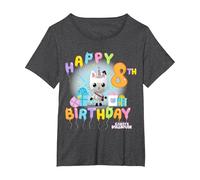 DreamWorks Gabby’s Dollhouse Happy 8th Birthday T-Shirt, Damen Große Größen, Anthrazit Meliert, 6X