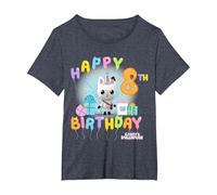DreamWorks Gabby’s Dollhouse Happy 8th Birthday T-Shirt, Damen Große Größen, Blau Meliert, 3X