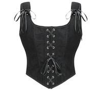 Dreay Damen-Korsett im Vintage-Stil, Schnürung, Schnürung vorne, Bustier, Shapewear Top, Renaissance-Korsett für Damen, Schwarz, Small