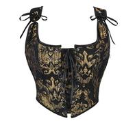 Dreay Damen-Korsett im Vintage-Stil, Schnürung, Schnürung vorne, Bustier, Shapewear Top, Renaissance-Korsett für Damen, Schwarz Gold, Medium