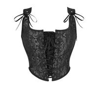 Dreay Damen-Korsett im Vintage-Stil, Schnürung, Schnürung vorne, Bustier, Shapewear Top, Renaissance-Korsett für Damen, Schwarzer Jacquard, Small