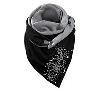 Dreieck Schal Damen Winter Warm Schlupfschal Herbst Halstuch Kuschelig Winterschal Blumen Muster Herbst Schal Frauen Deckenschal Halstuch Scarf Poncho Cape (C)