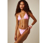 Dreieckiger Bikini-Set mit durchgehendem Hasen-Muster, Neckholder-Oberteil und String-Tanga-Hose für den Sommer am Strand
